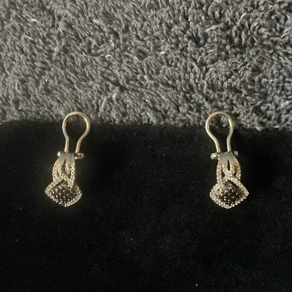 EUC Beautiful Earrings Stamped 925 with Black and White Diamonds - Picture 3 of 10